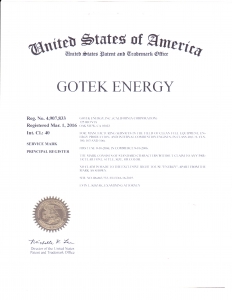 GoTek Energy Class 40 Trademark Certificate